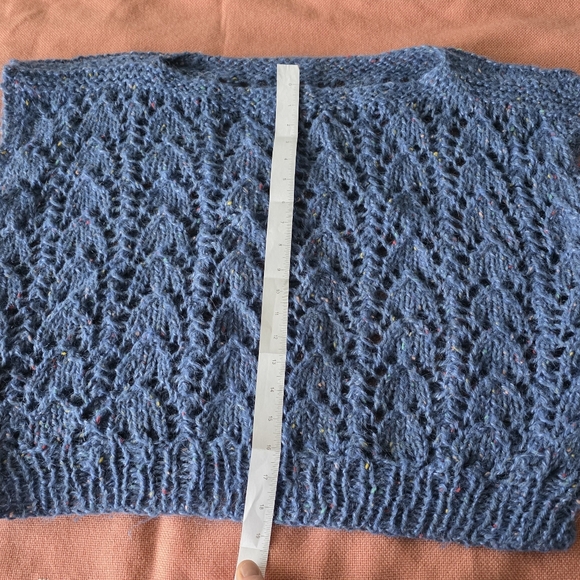 Blue Speckled Women's Crew Neck Sweater Handmade Soft Wool - Picture 14 of 16